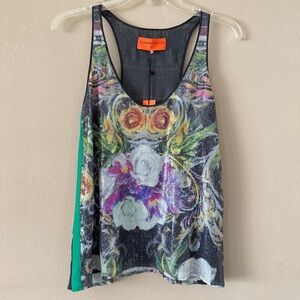 NWT Clover Canyon Baroque Rose Scarf Sequin Sleeveless Top Size S